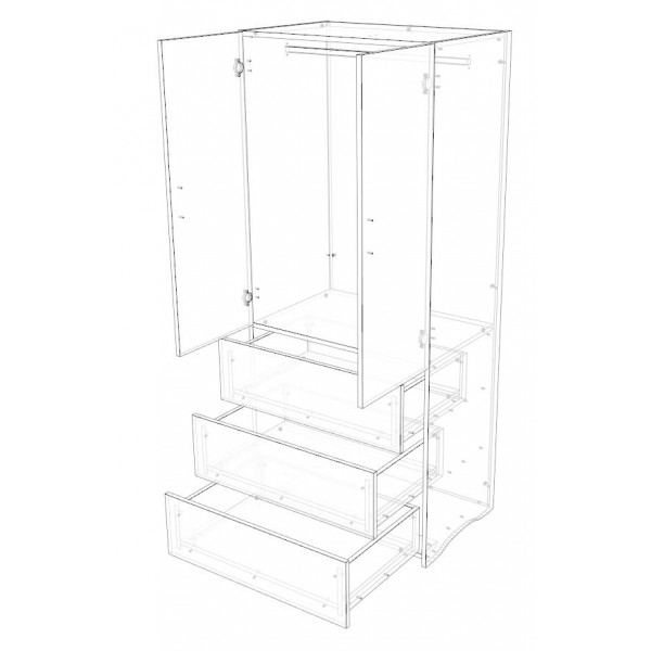 Double Door Kids Wardrobe With 3 Drawers
