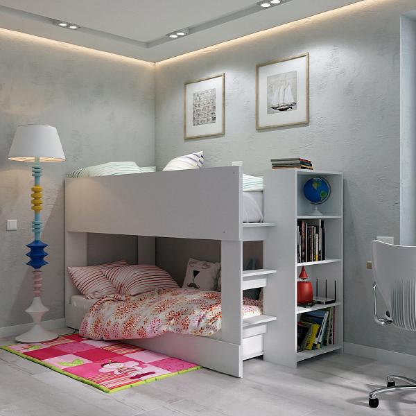 bunk bed with bookcase