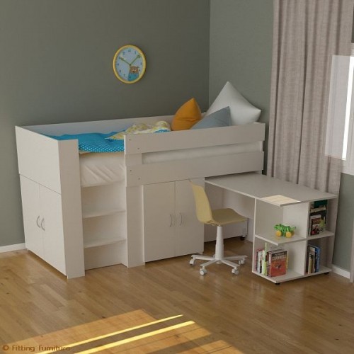 loft bed with desk and wardrobe