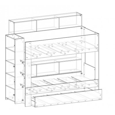 Behind bunk bed shelf unit - Bunk bed with optional trundle