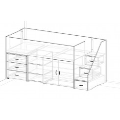 Longwall Spacesaver beds - option to replace desk with drawer unit and add shelf