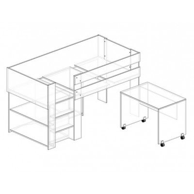 Spacesaver Compact open shelves option to move centre shelf  and change desk to 900mm panel